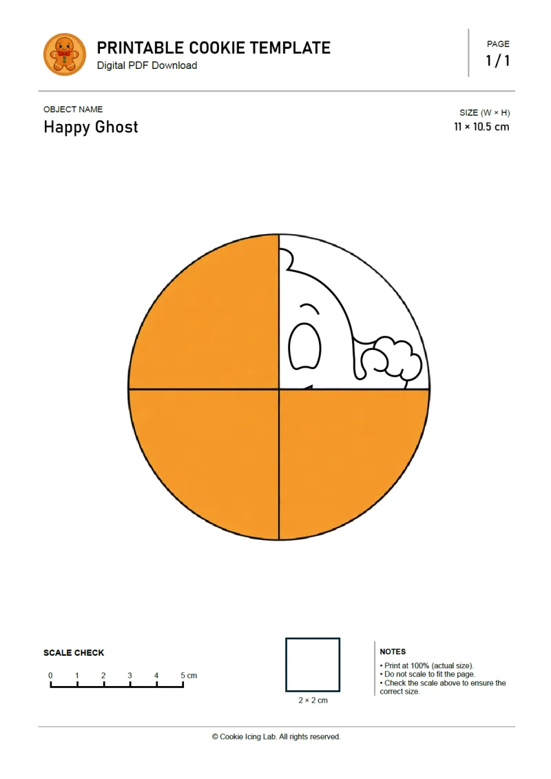 Happy Ghost printable PDF template preview