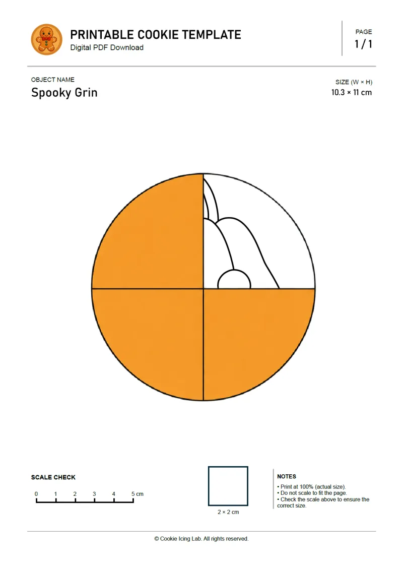 Spooky Grin printable PDF template preview