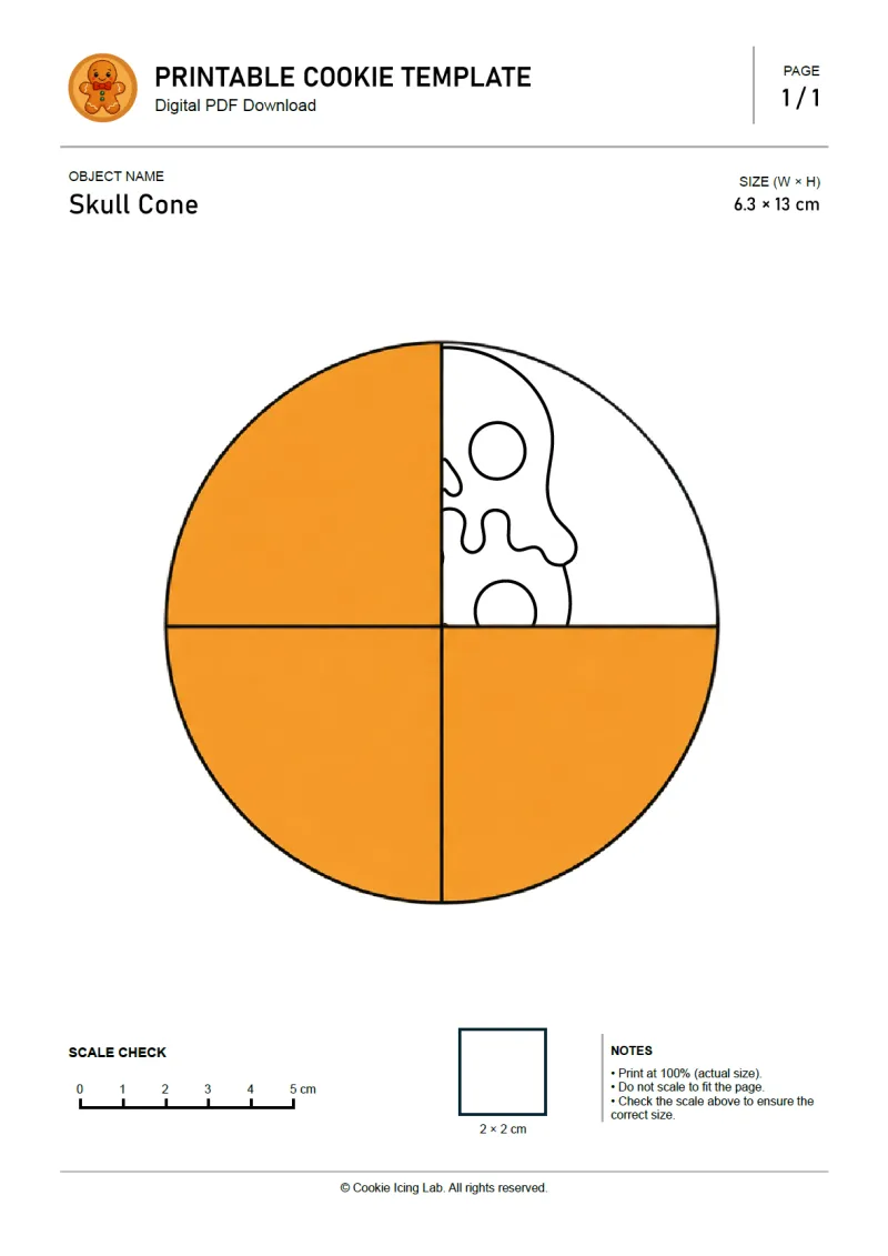 Skull Cone printable PDF template preview