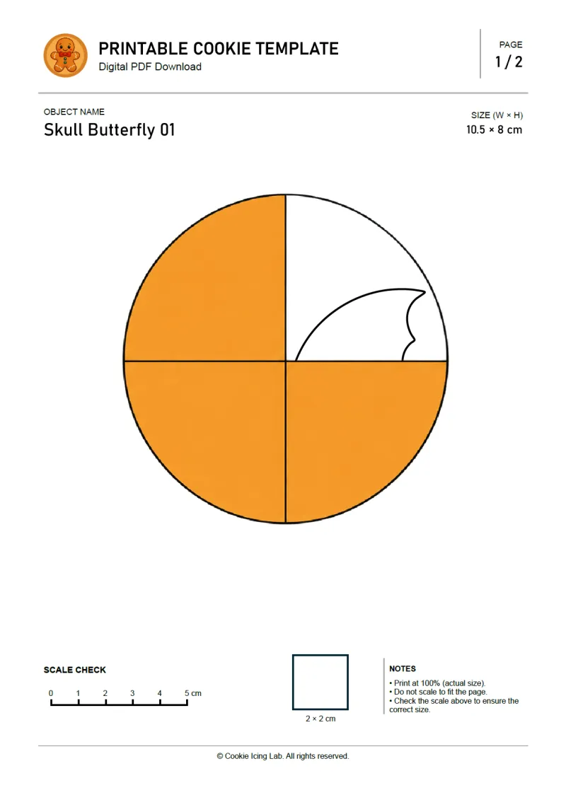Skull Butterfly printable PDF template preview