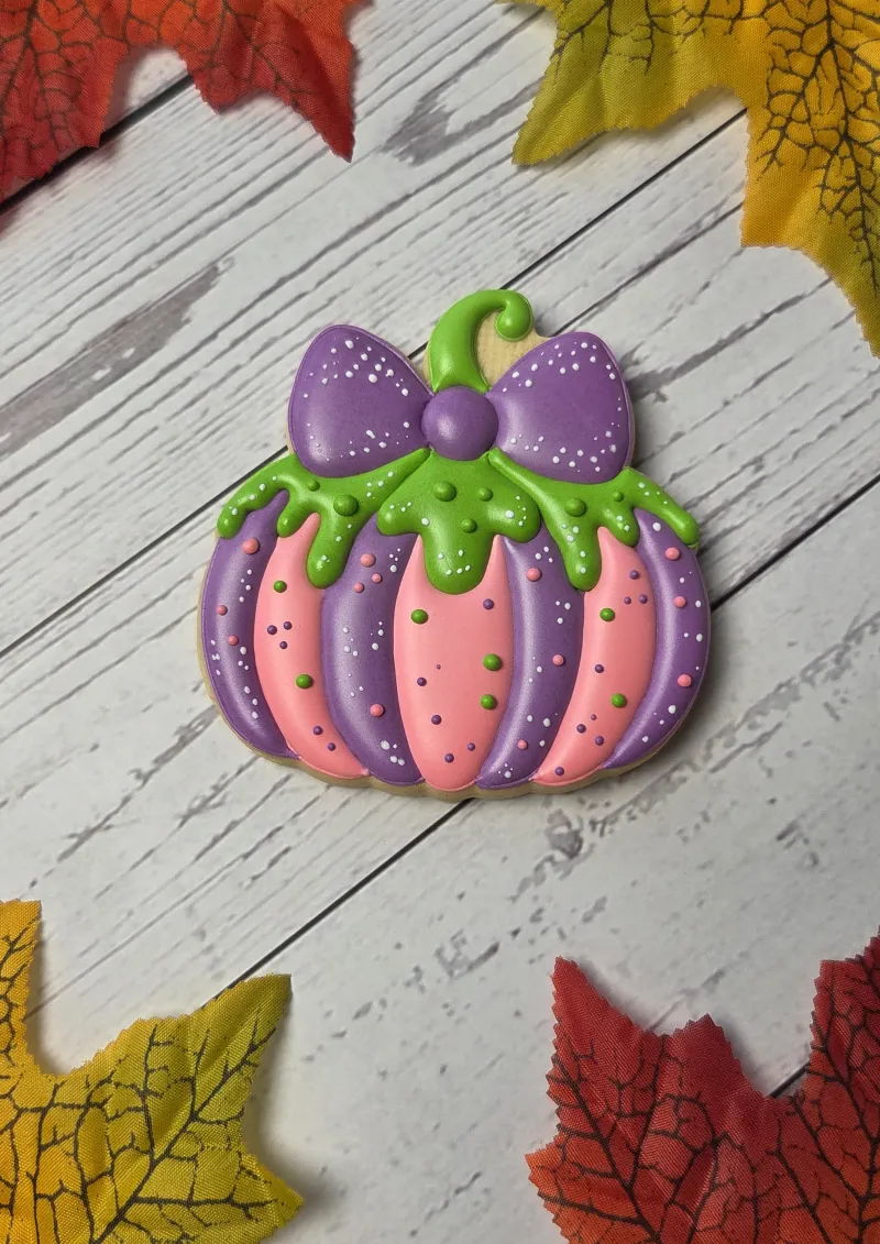 Drippy Pumpkin decorated cookie