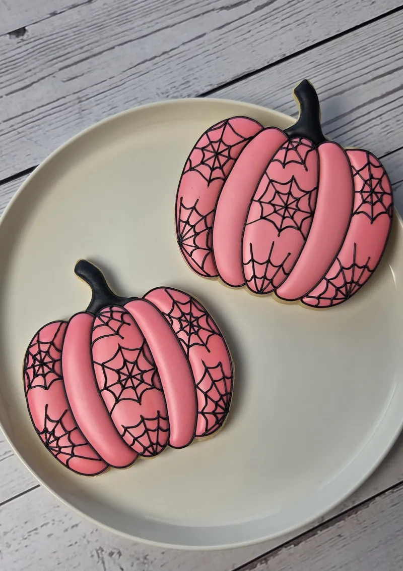 Web Pumpkin decorated cookie