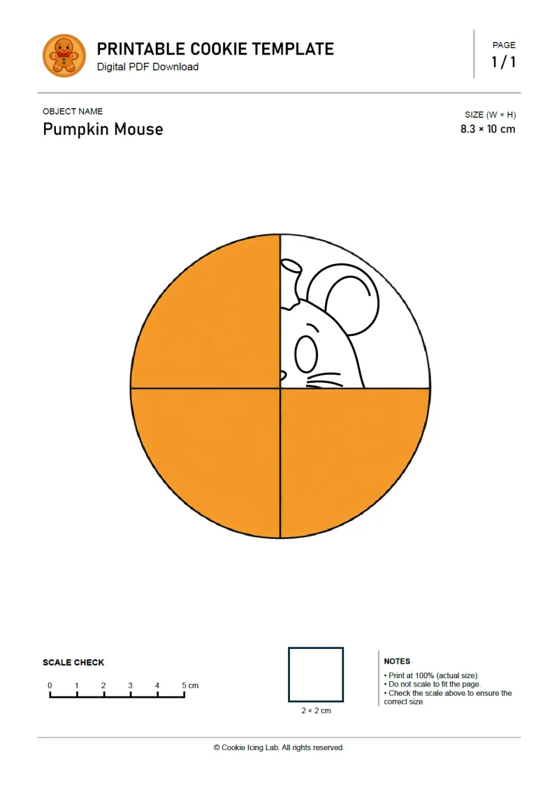 Pumpkin Mouse printable PDF template preview