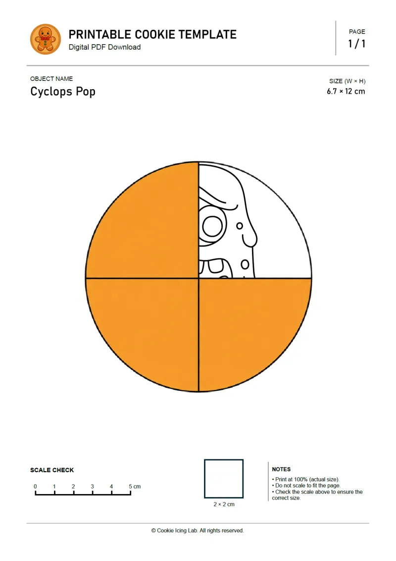 Cyclops Pop printable PDF template preview