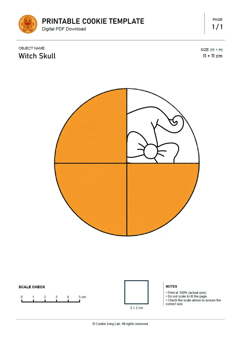 Witch Skull printable PDF template preview