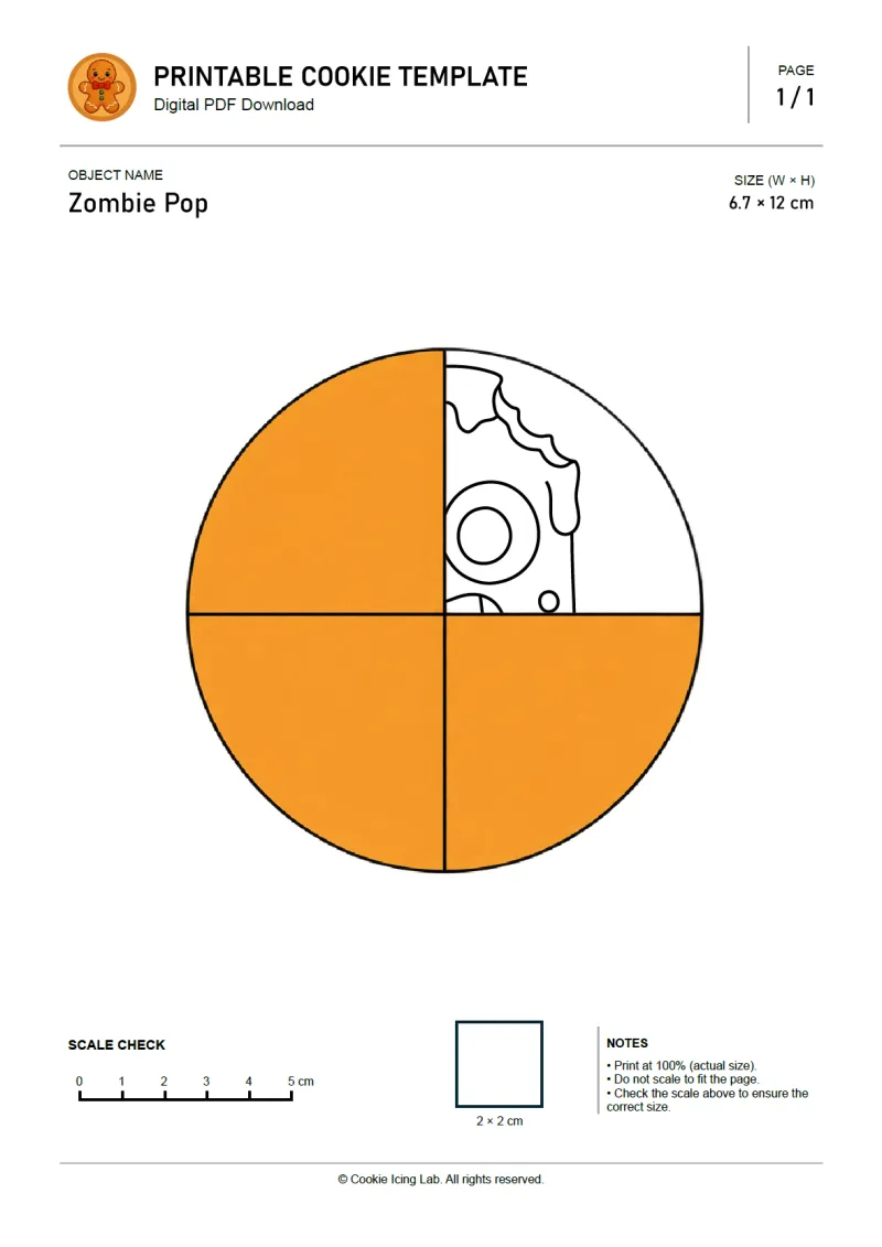 Zombie Pop printable PDF template preview
