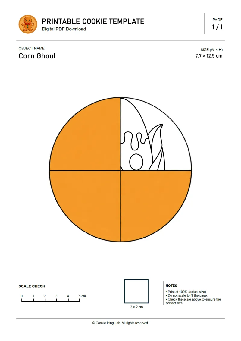 Corn Ghoul printable PDF template preview