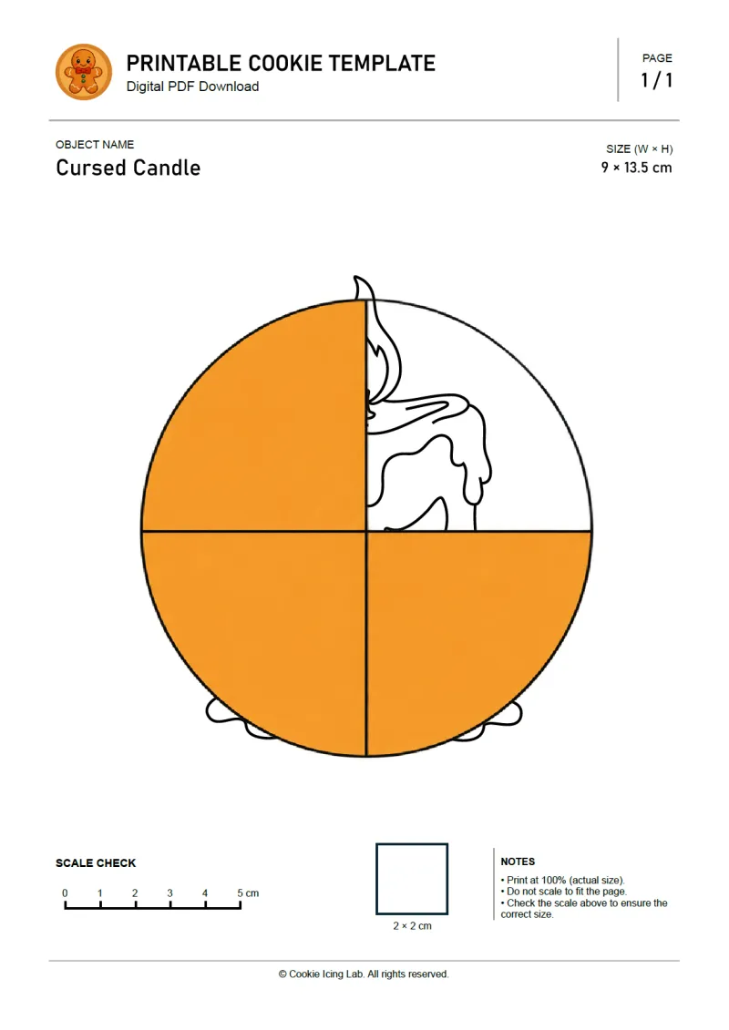 Cursed Candle printable PDF template preview