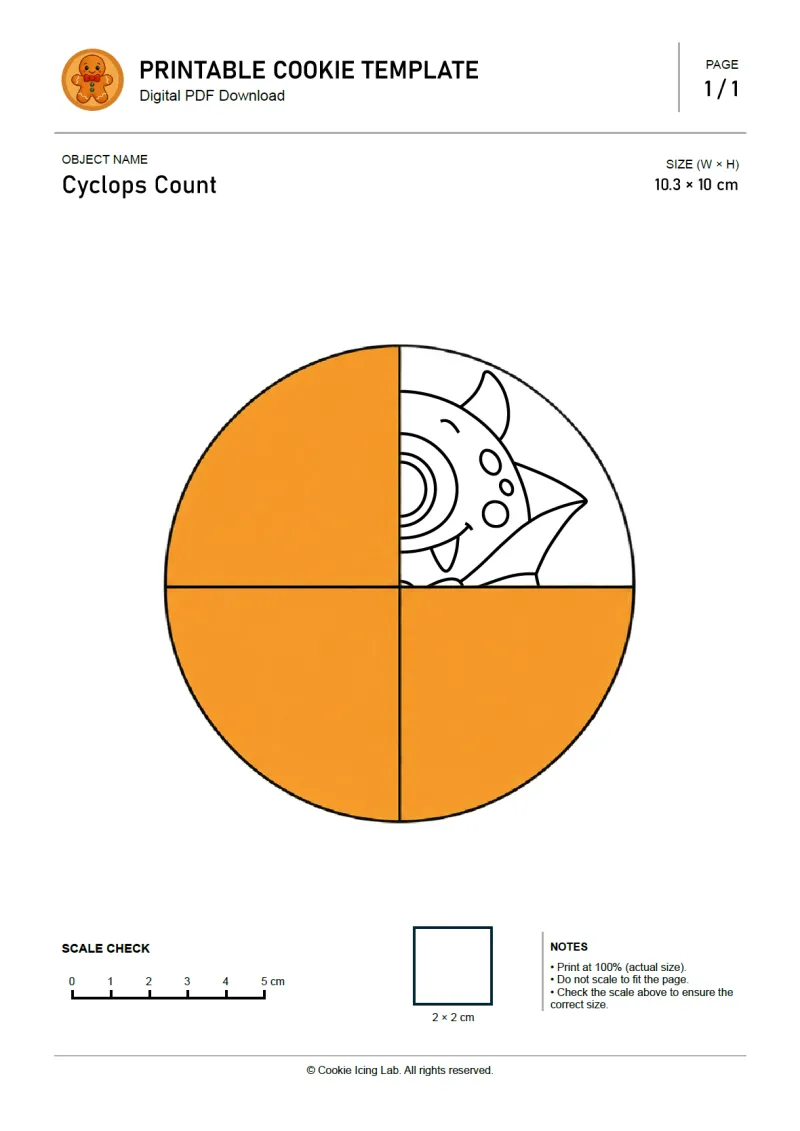 Cyclops Count printable PDF template preview