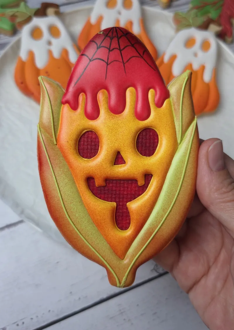 Corn Ghoul decorated cookie