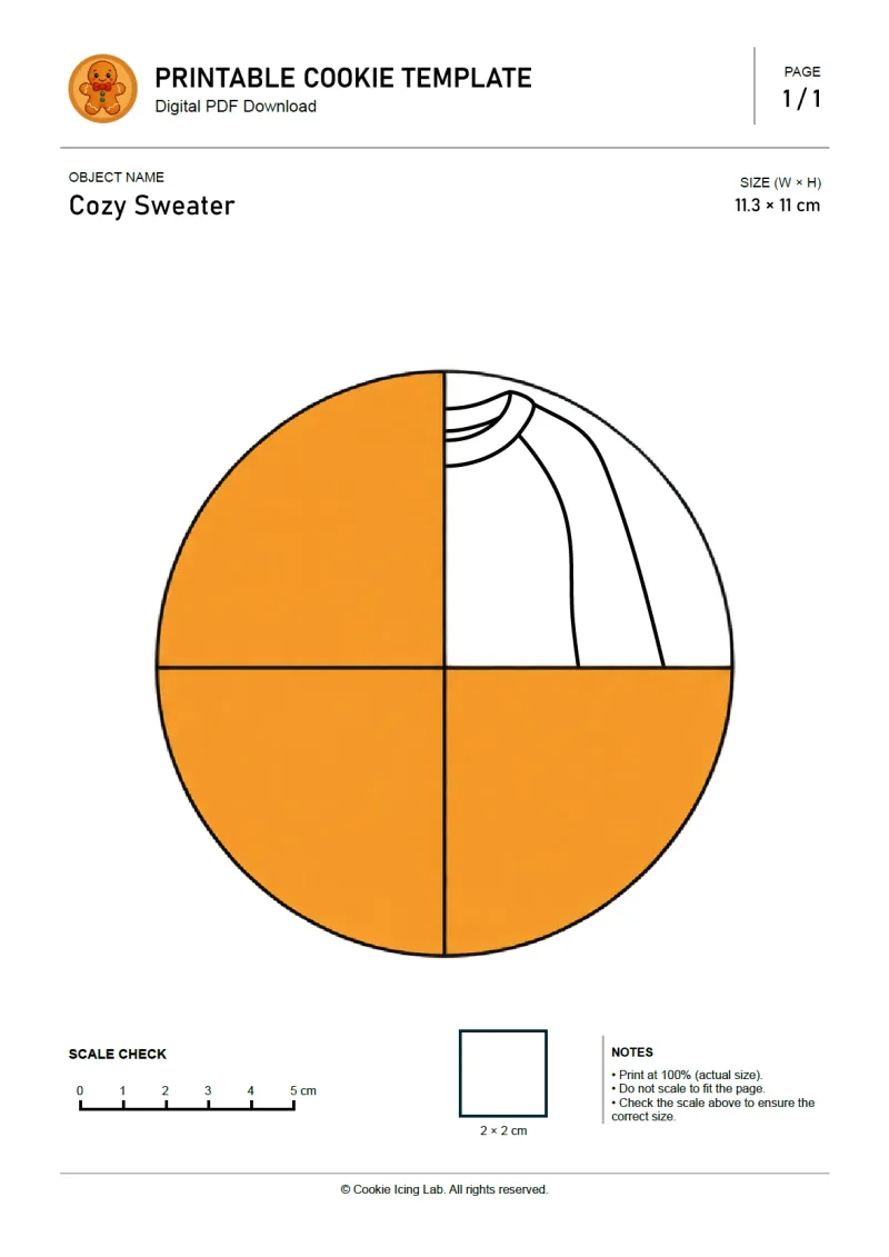 Cozy Sweater printable PDF template preview