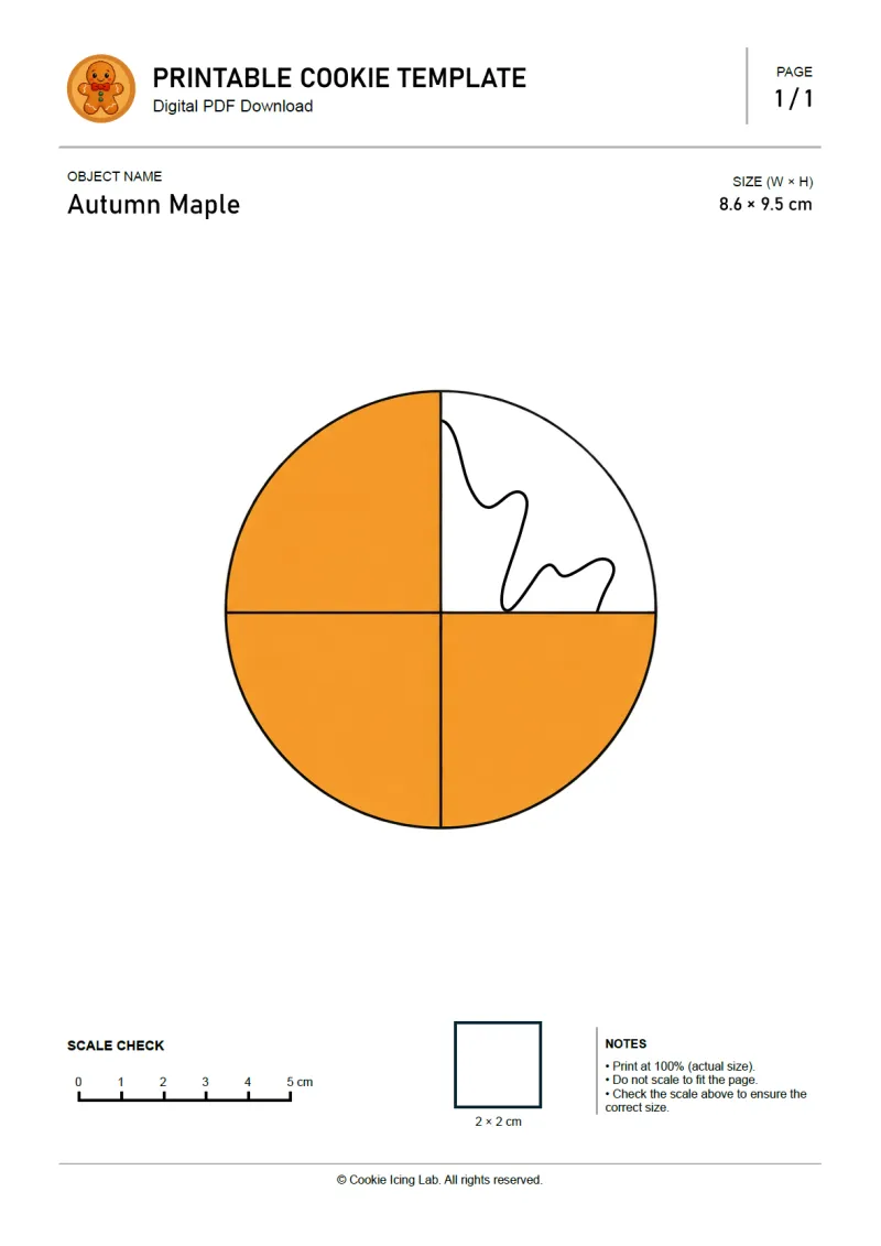 Autumn Maple printable PDF template preview