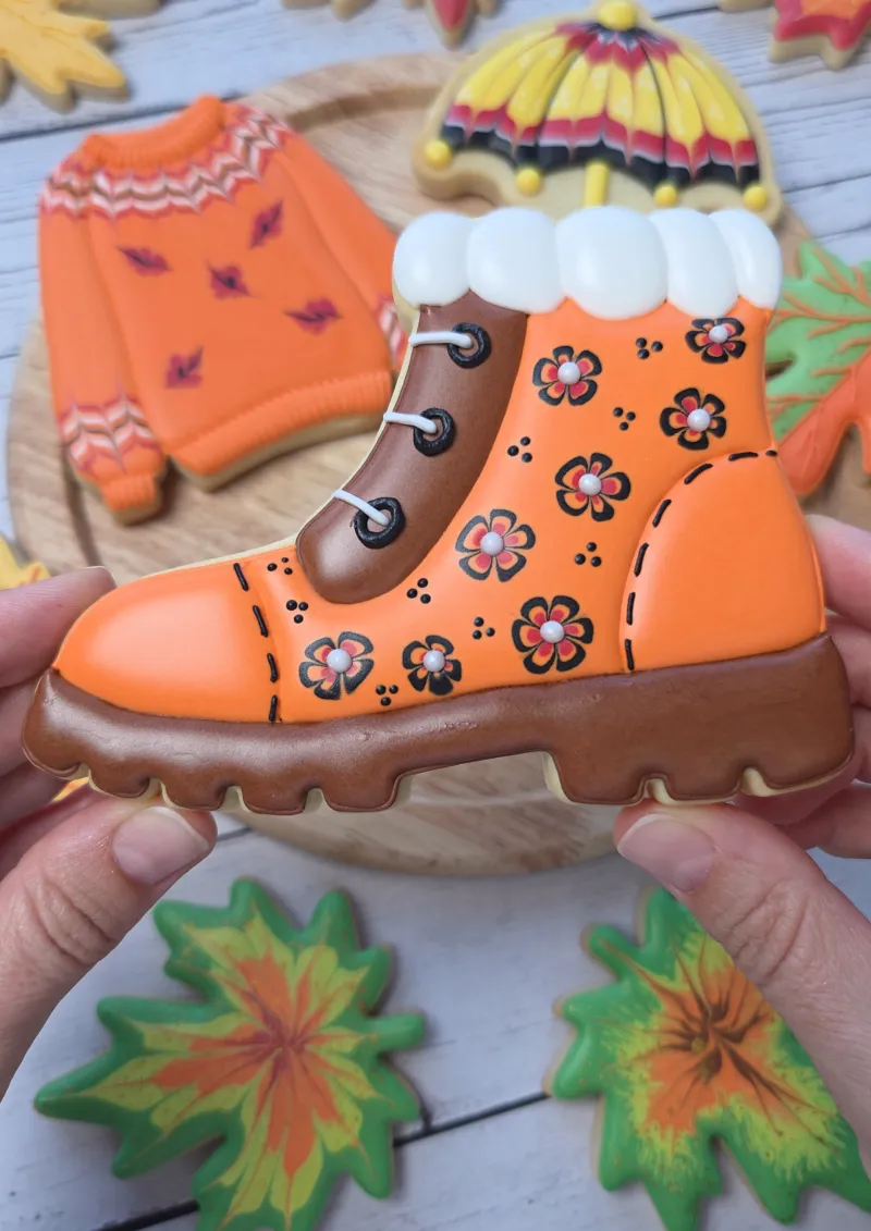 Autumn Boot decorated cookie