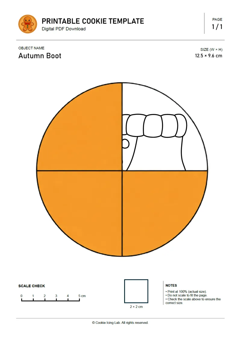 Autumn Boot printable PDF template preview