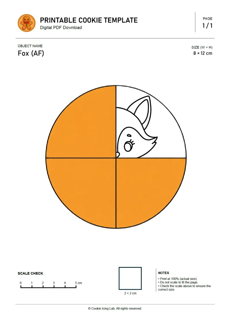 Fox (AF) printable PDF template preview