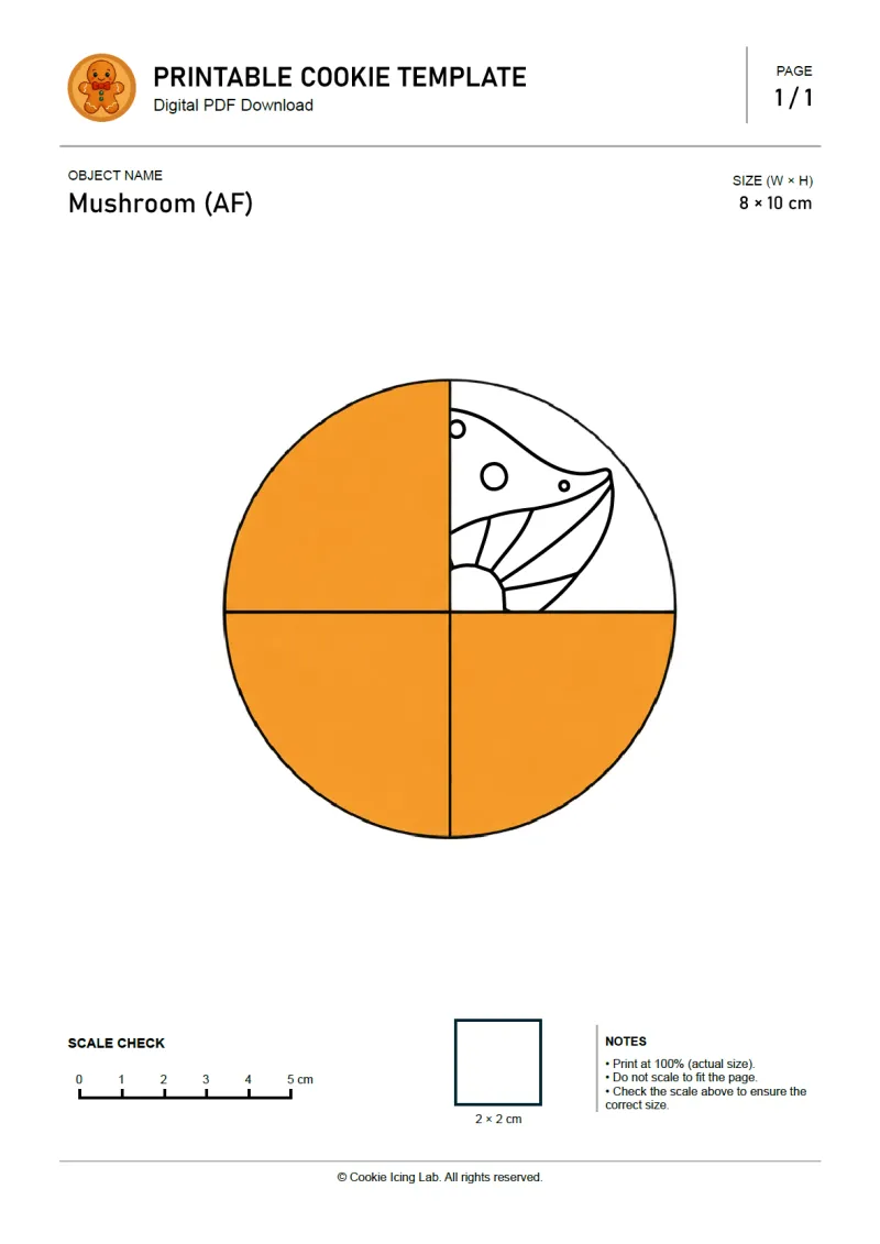 Mushroom (AF) printable PDF template preview