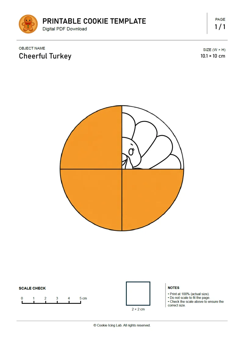 Cheerful Turkey printable PDF template preview