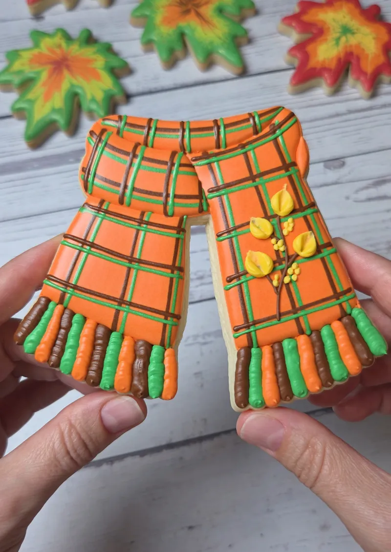 Autumn Scarf decorated cookie