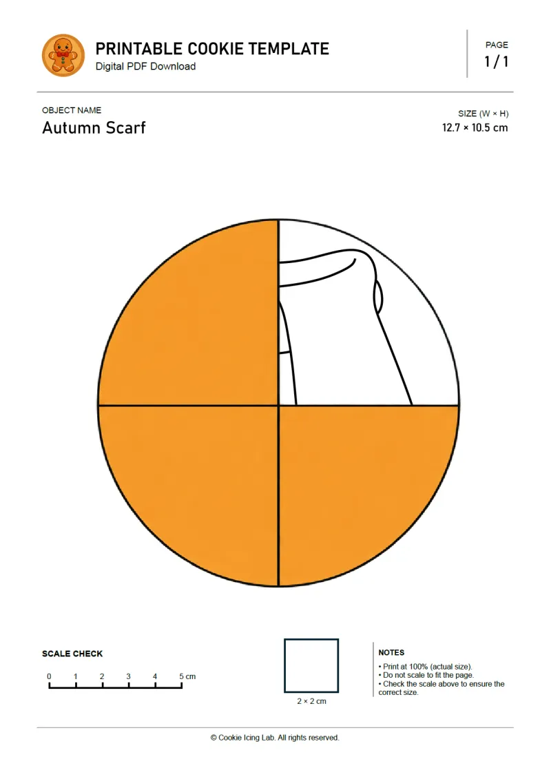 Autumn Scarf printable PDF template preview