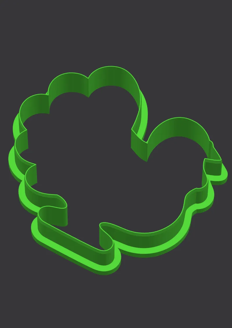 Strutting Turkey STL cookie cutter 3D preview