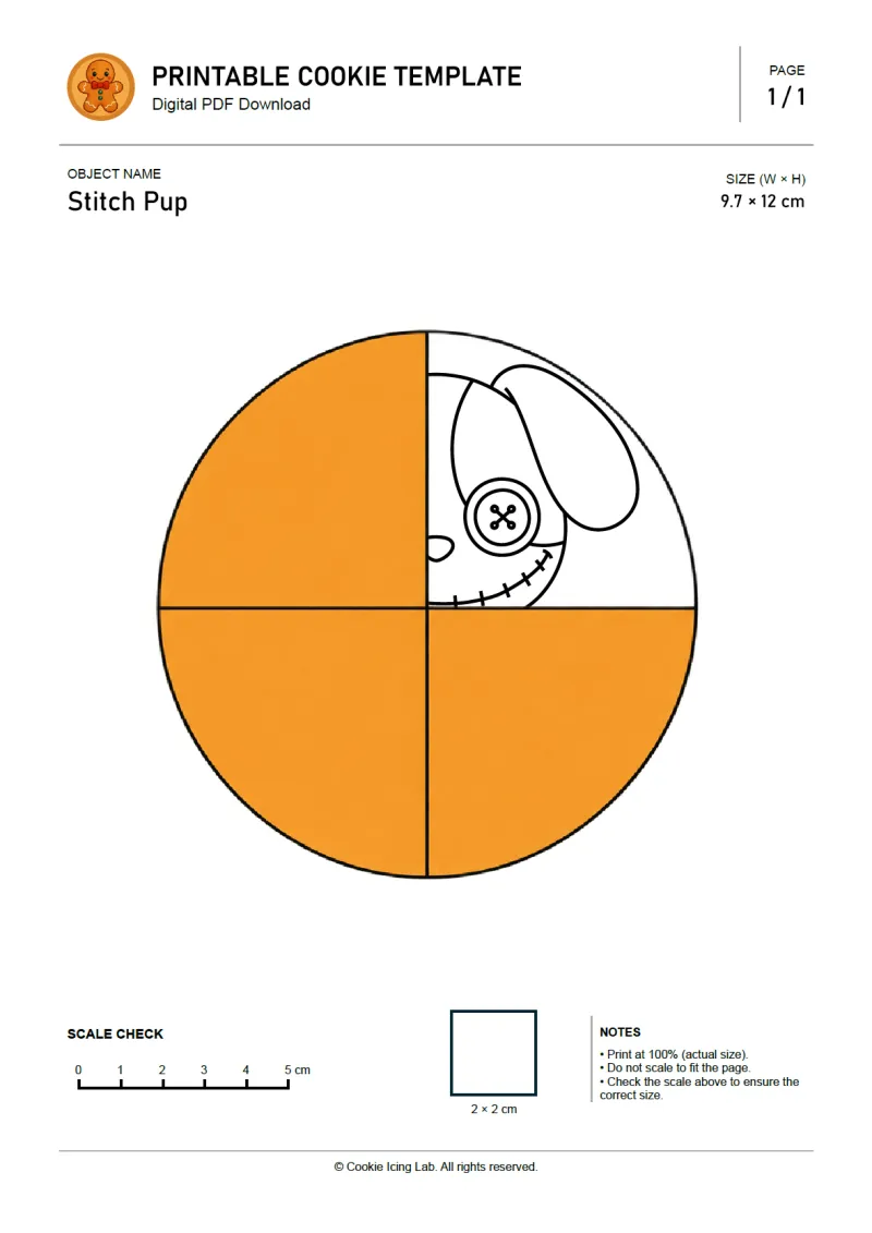Stitch Pup printable PDF template preview