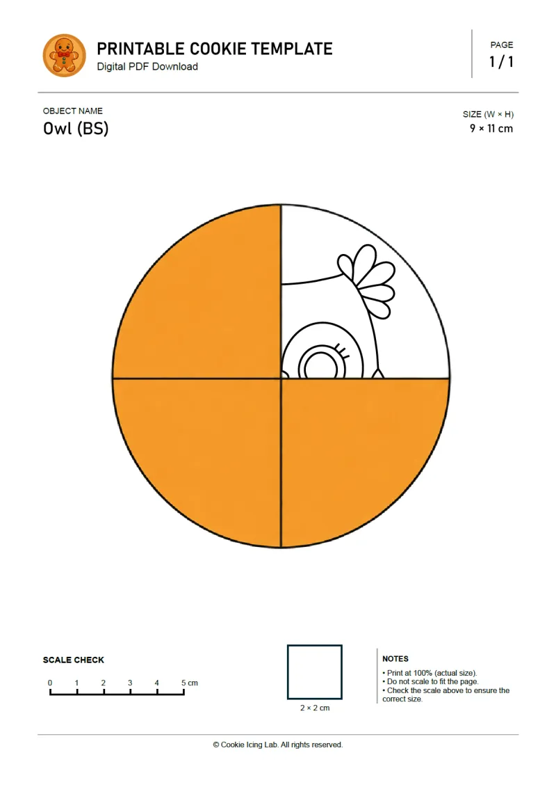 Owl (BS) printable PDF template preview