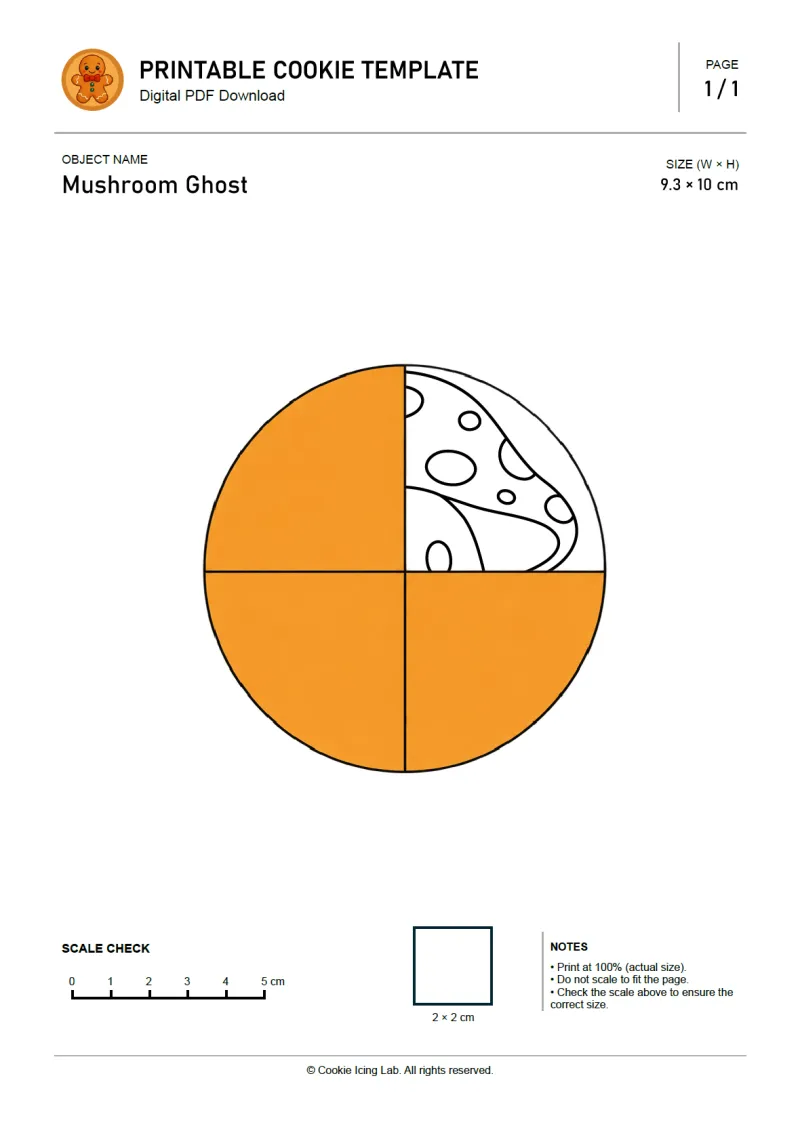 Mushroom Ghost printable PDF template preview