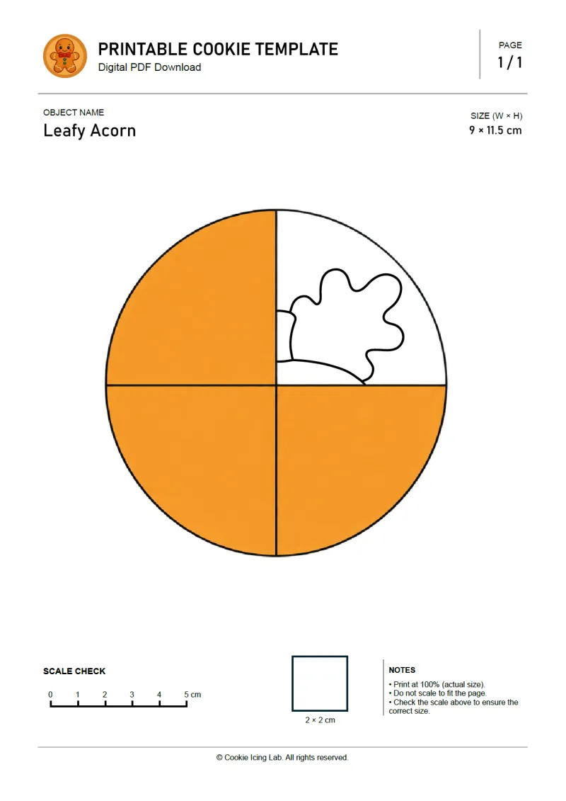 Leafy Acorn printable PDF template preview
