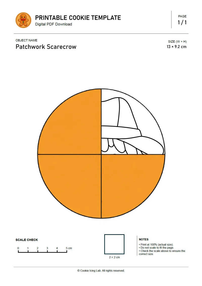 Patchwork Scarecrow printable PDF template preview