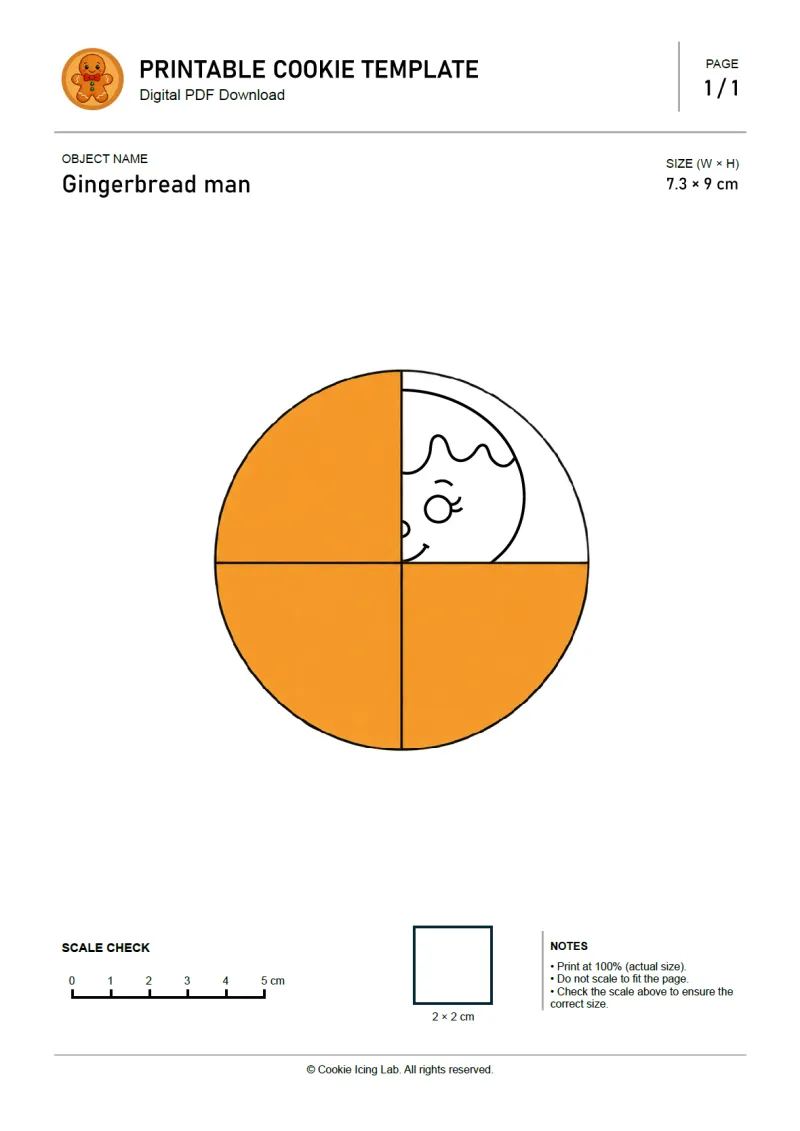 Gingerbread man printable PDF template preview