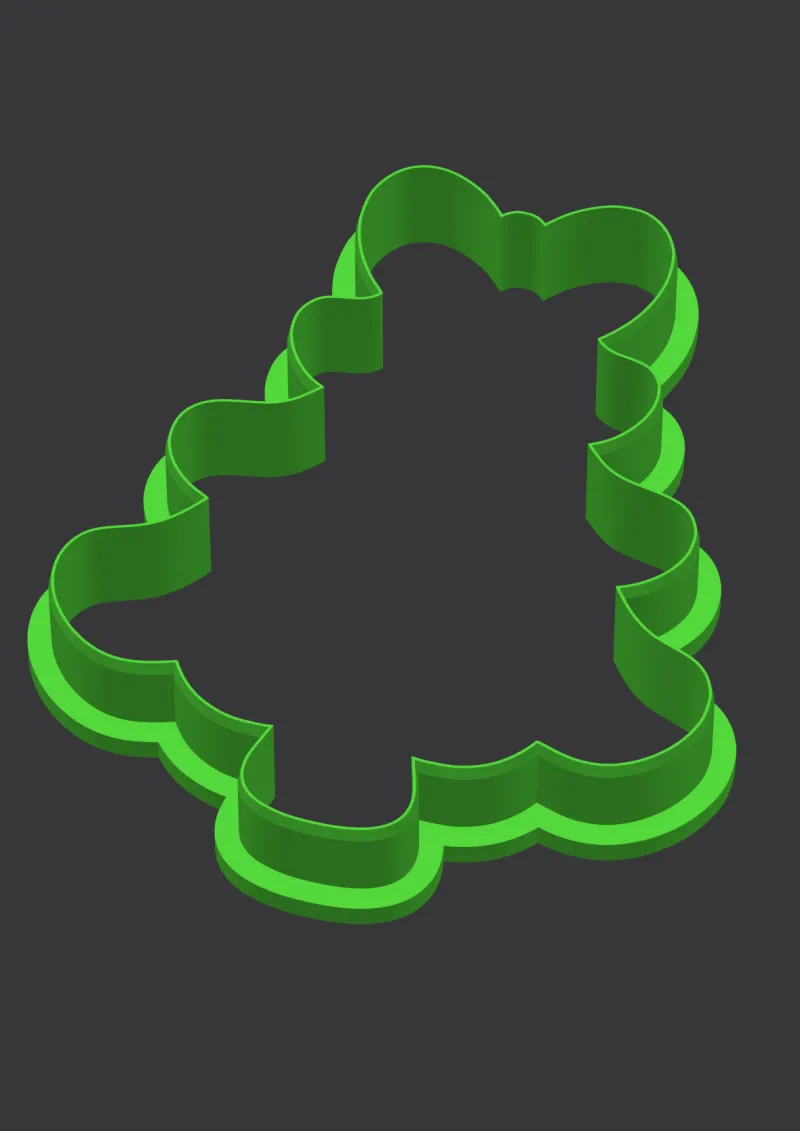 Christmas Bow Tree STL cookie cutter 3D preview