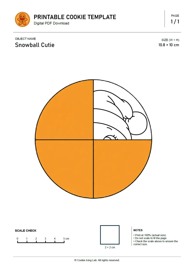 Snowball Cutie printable PDF template preview