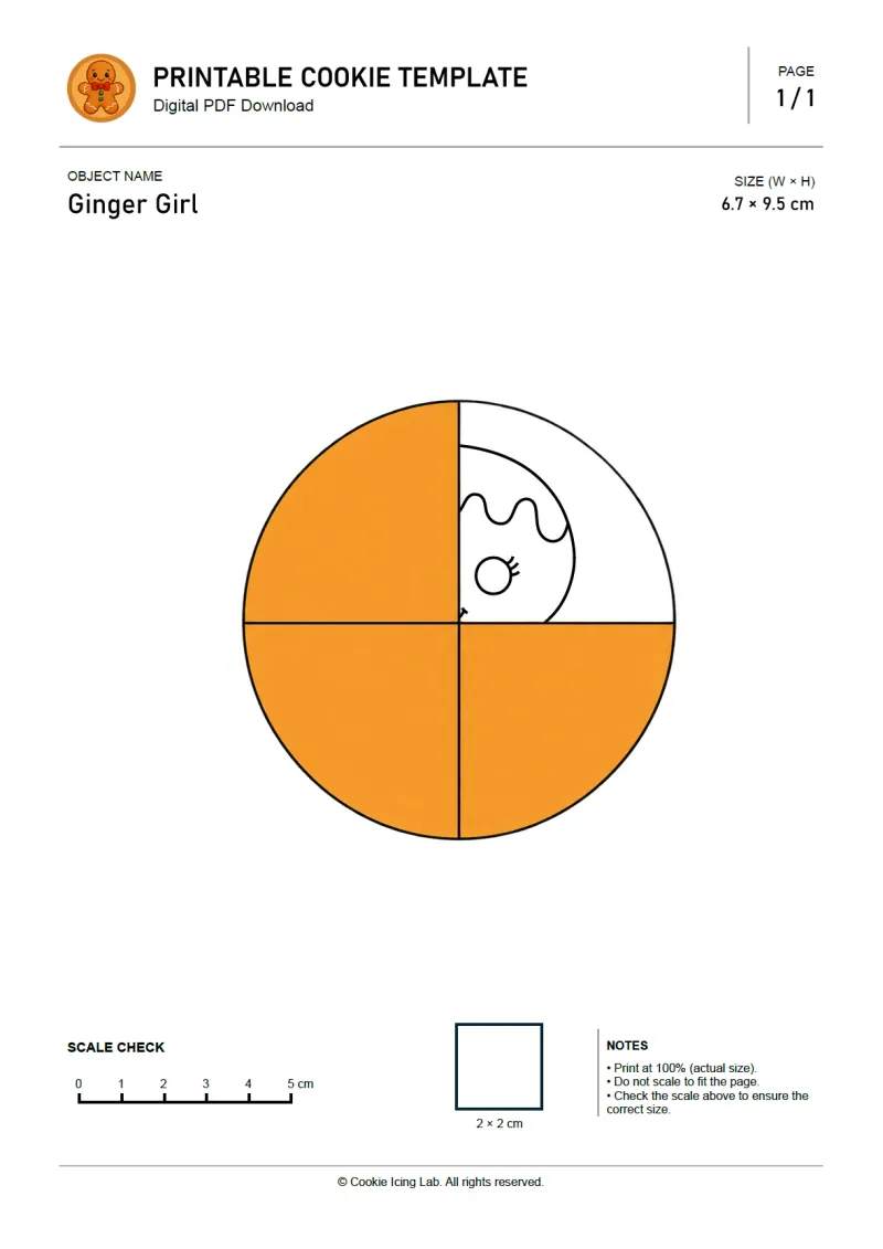 Ginger Girl printable PDF template preview