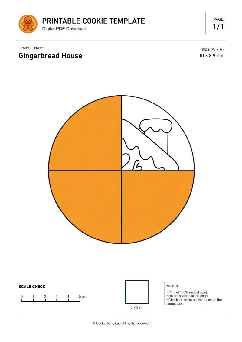 Gingerbread House printable PDF template preview