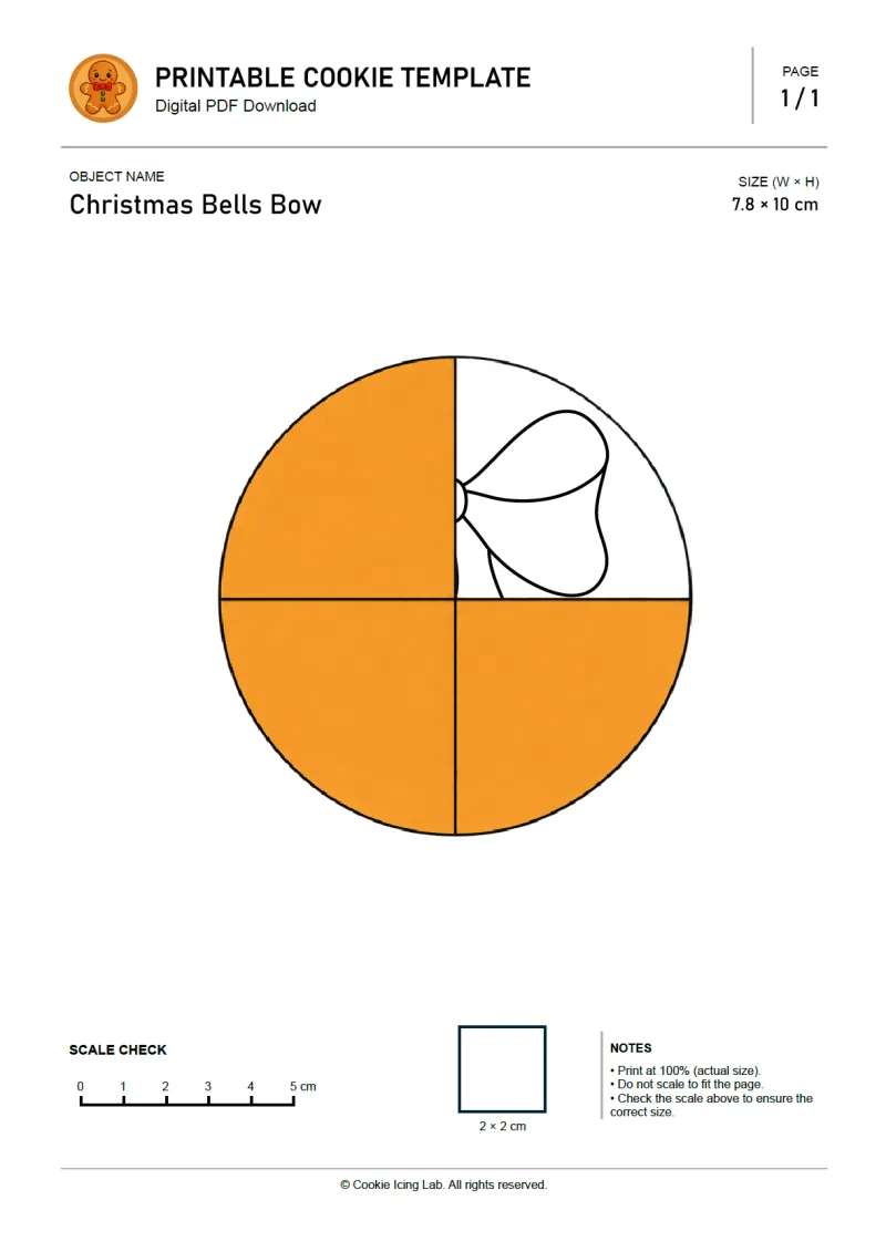 Christmas Bells Bow printable PDF template preview