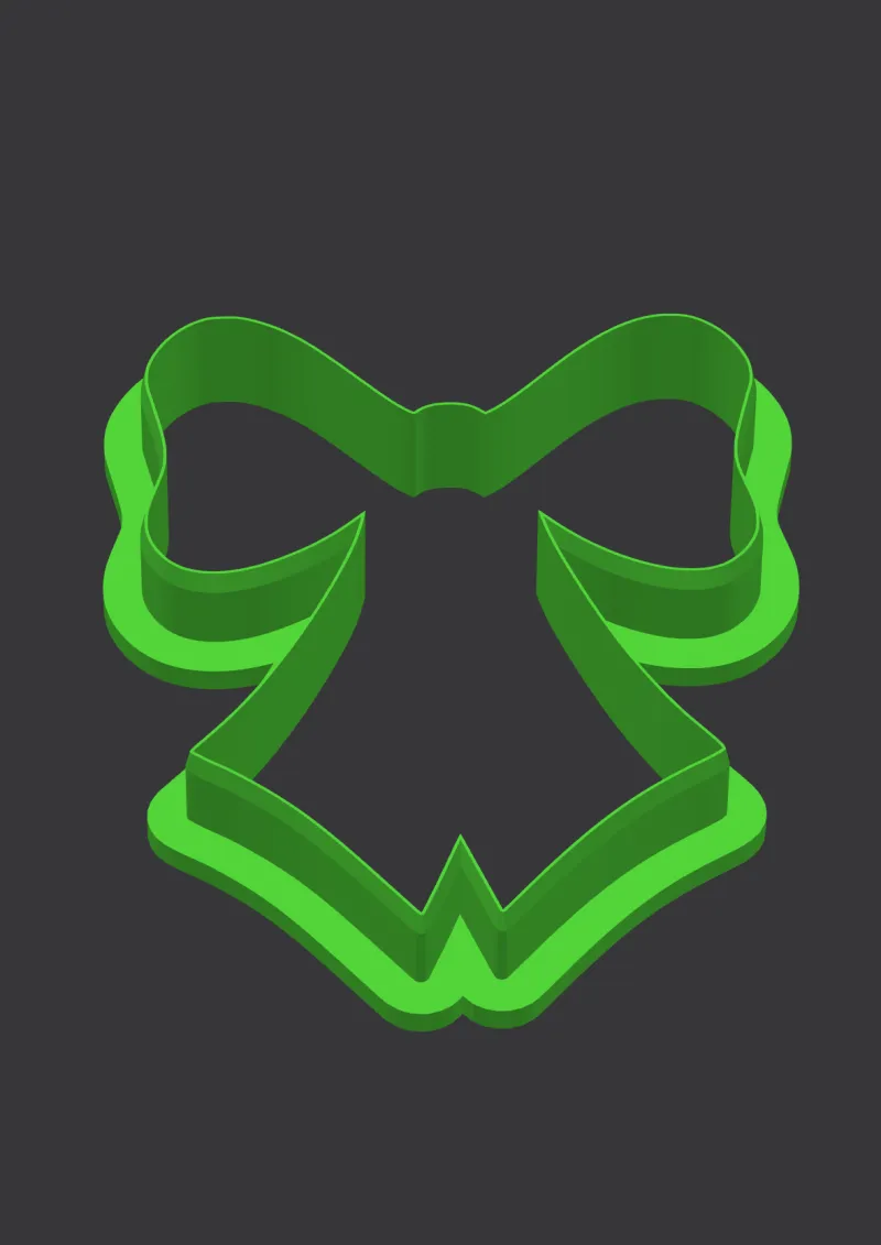 Christmas Bells Bow STL cookie cutter 3D preview