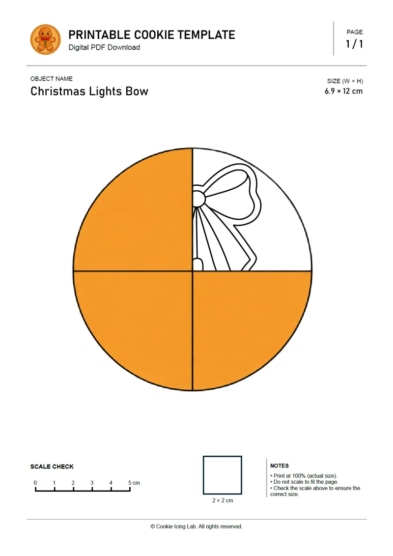 Christmas Lights Bow printable PDF template preview
