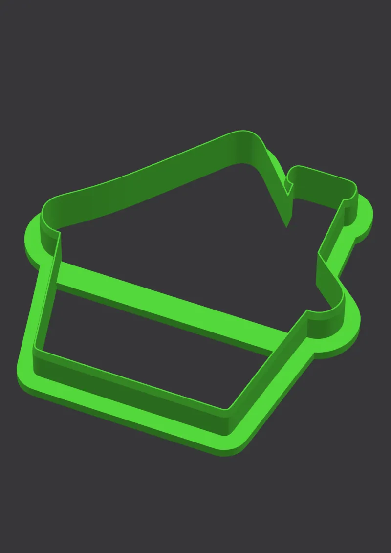 Christmas Cottage STL cookie cutter 3D preview