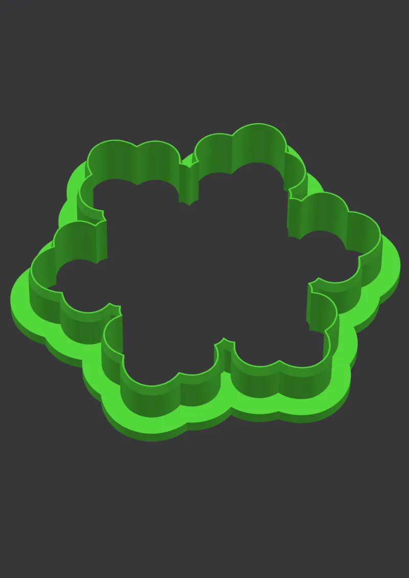Gingerbread Snowflake STL cookie cutter 3D preview