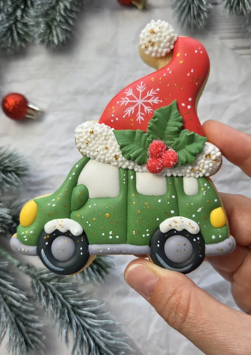 Christmas Ride decorated cookie