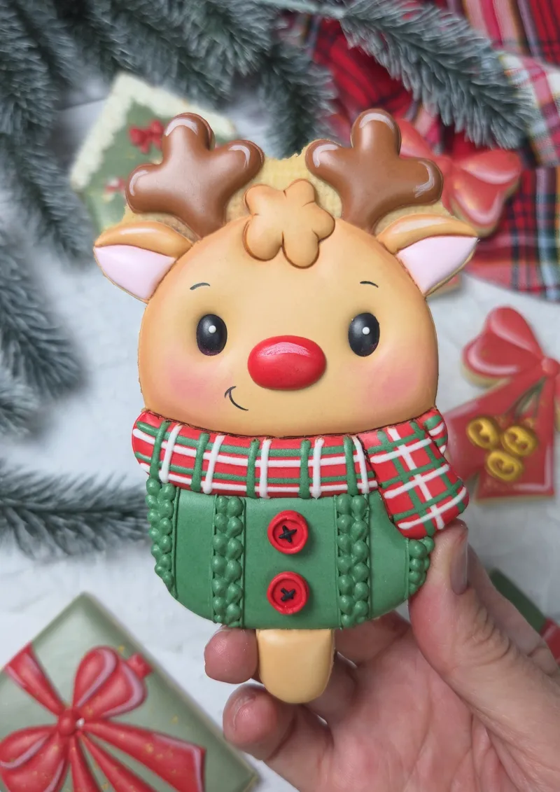 Reindeer Pop decorated cookie