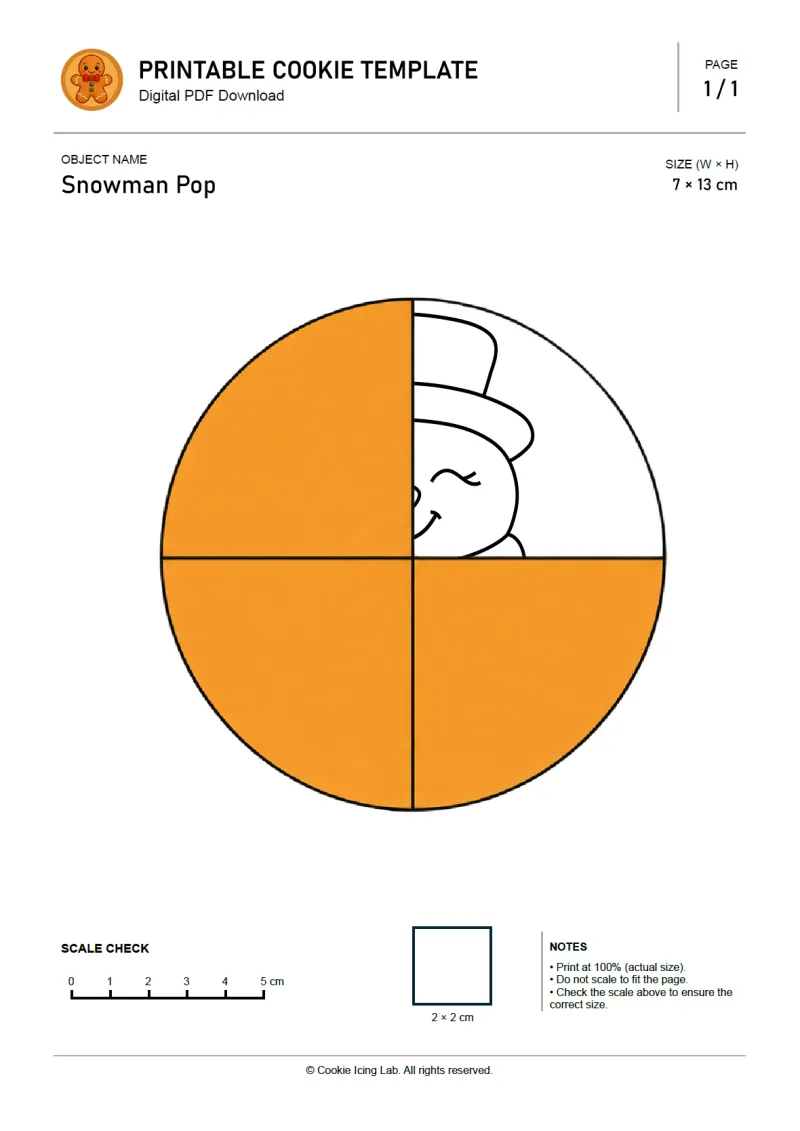 Snowman Pop printable PDF template preview