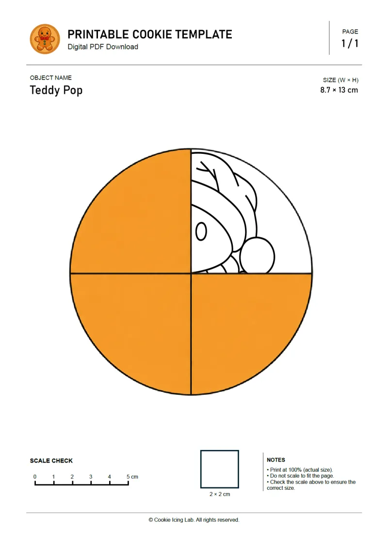 Teddy Pop printable PDF template preview