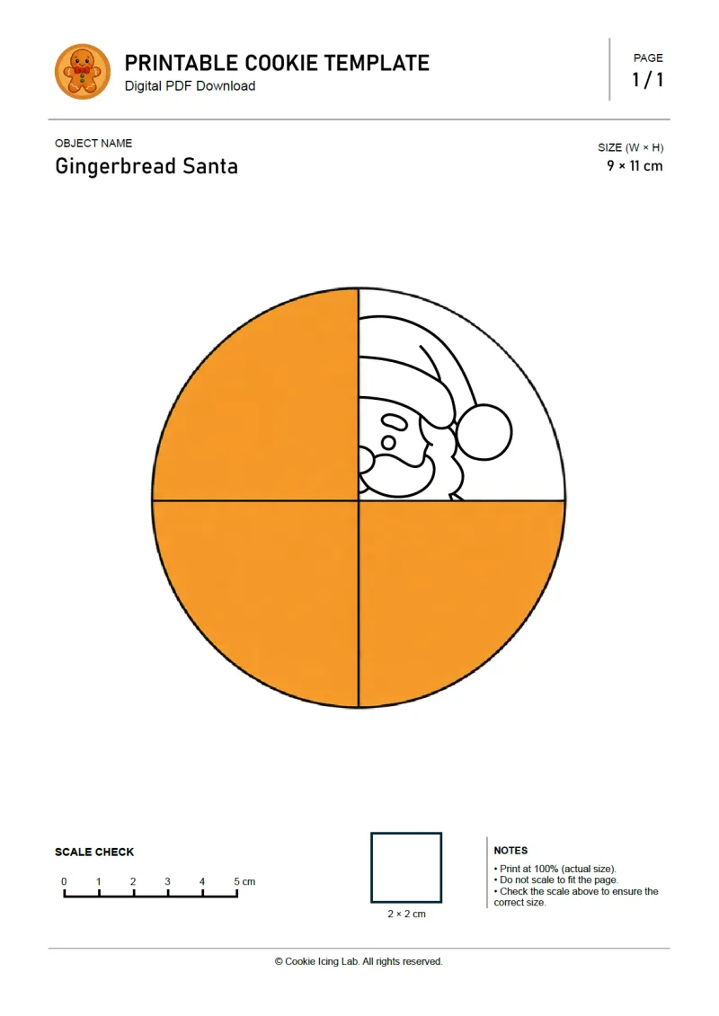 Gingerbread Santa printable PDF template preview