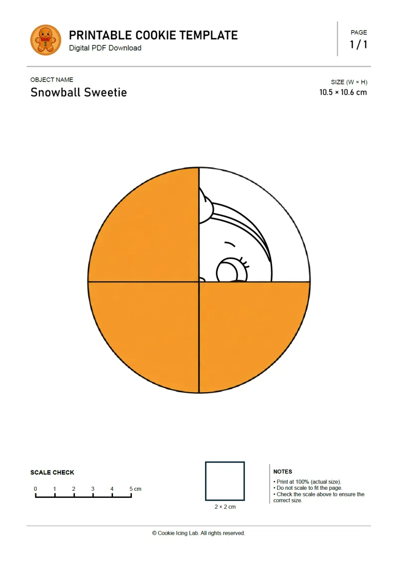 Snowball Sweetie printable PDF template preview