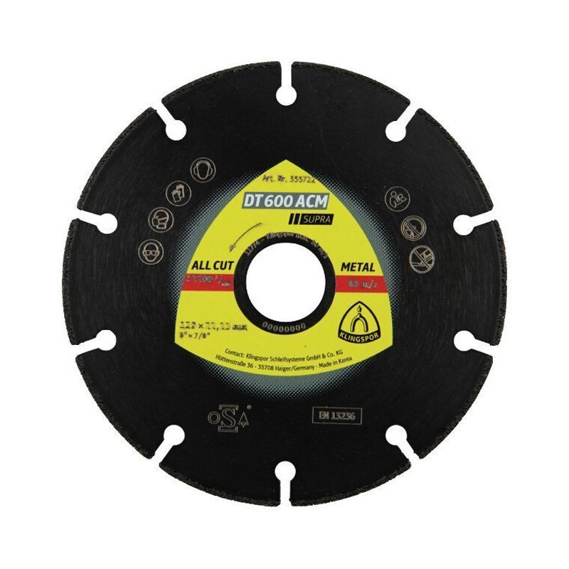 355722 – Disk diamanti DT 600 ACM 125 x 1.3 x 22.23mm 10 Segmente