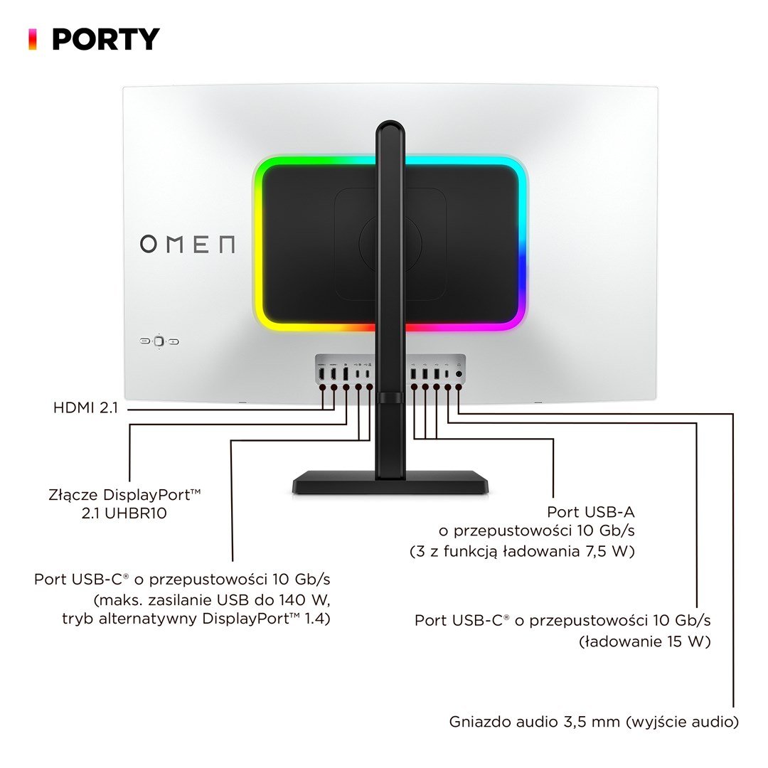 HP OMEN Transcend 31.5" UHD OLED 240Hz Monitor, White/Black - Thumbnail 9