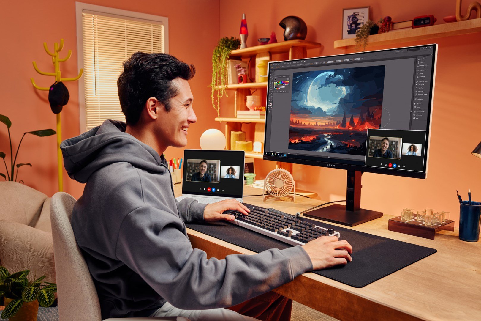 HP OMEN Transcend 31.5" UHD OLED 240Hz Monitor, White/Black - Thumbnail 8