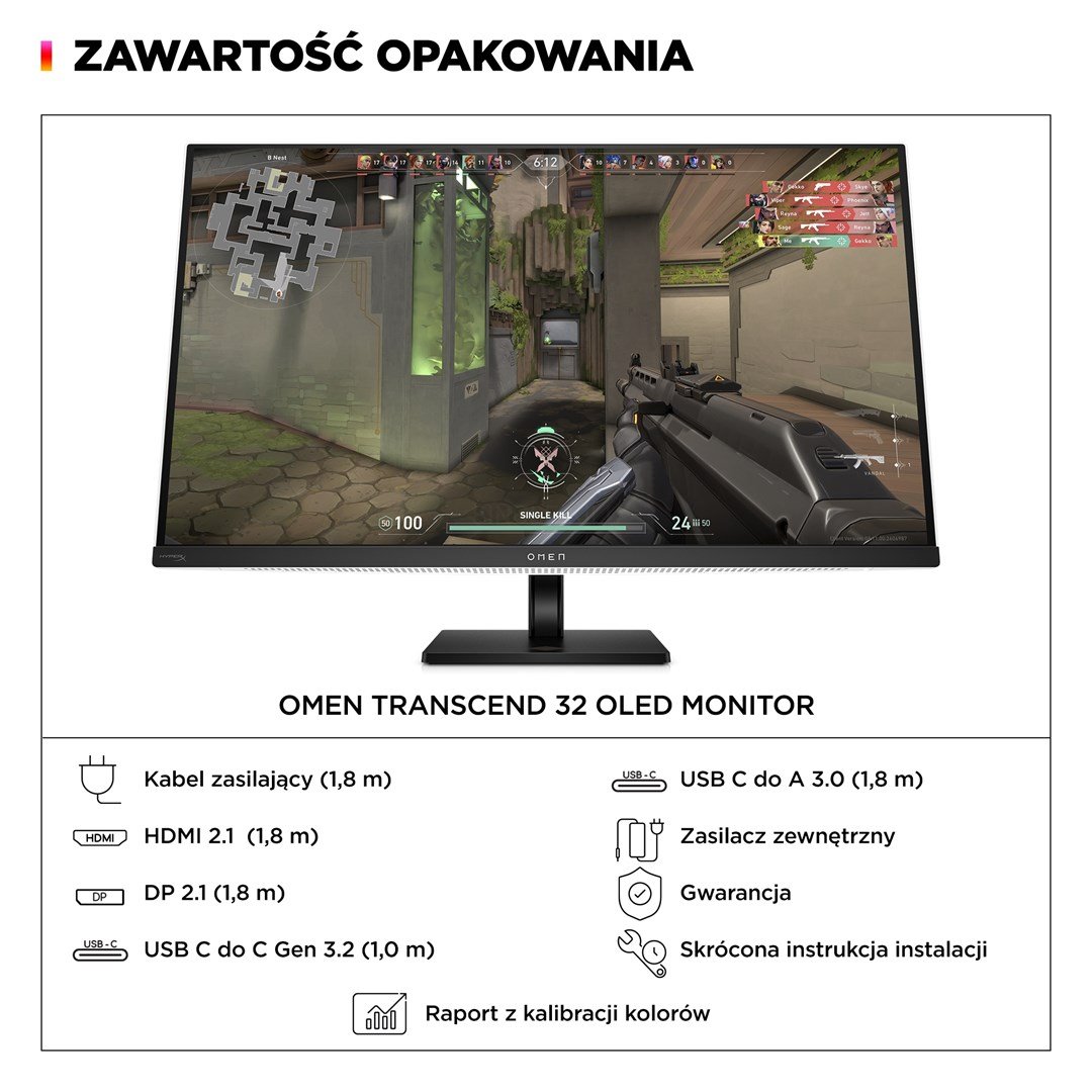 HP OMEN Transcend 31.5" UHD OLED 240Hz Monitor, White/Black - Thumbnail 10