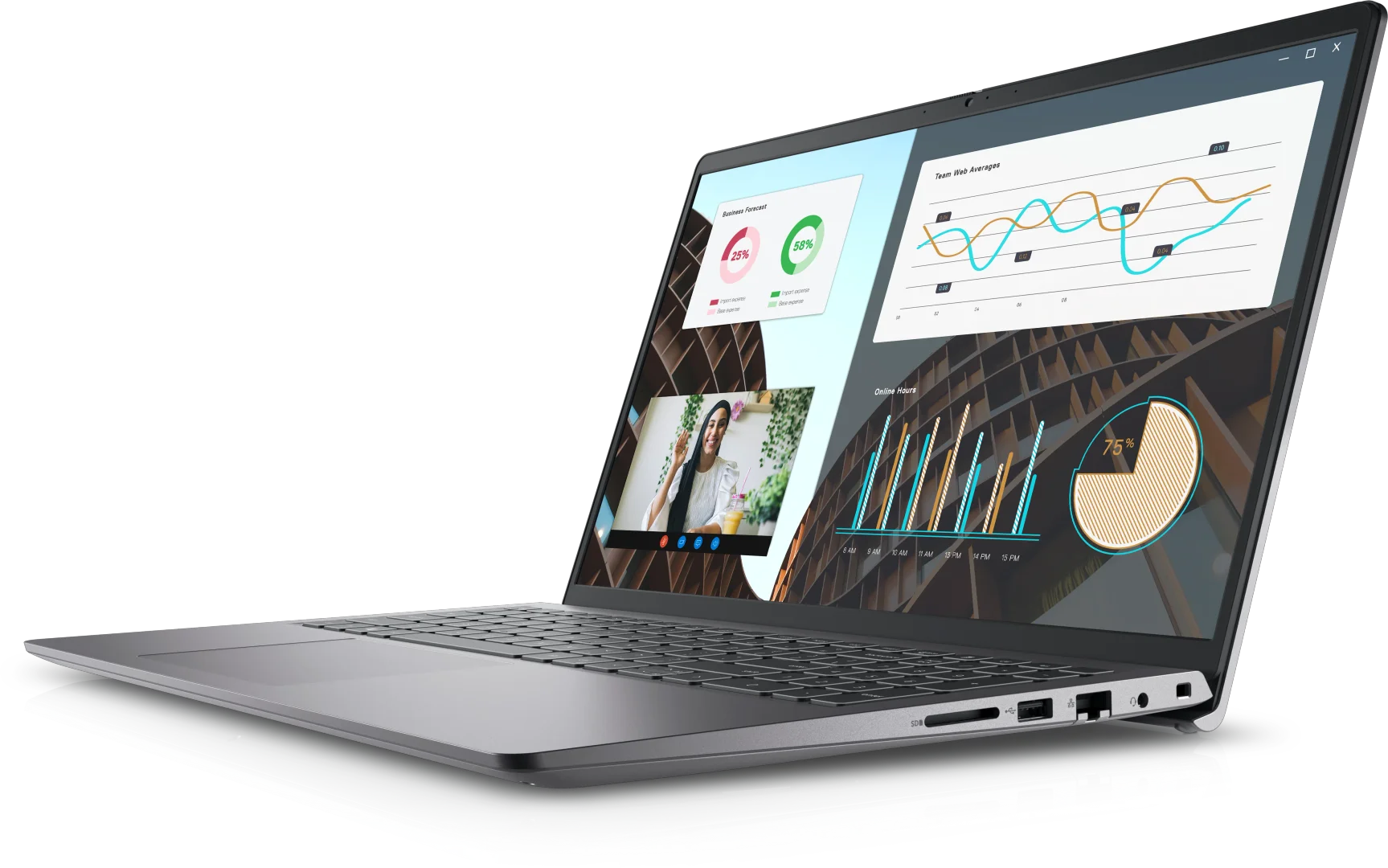 Dell Vostro 3530 Laptop, 15.6" FHD 120Hz IPS, Intel Core i3-1305U, 8GB RAM, 256GB SSD, Free DOS, Black - Thumbnail 3